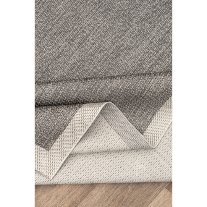 Çerçeveli Bohem Dokunuşlu Doğal Tonlarda Modern Sisal Gri Krem Renk Halı