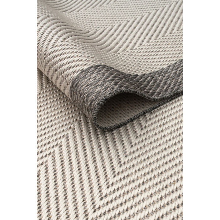 Çerçeveli Bohem Dokunuşlu Doğal Tonlarda Modern Sisal Krem Gri Renk Halı