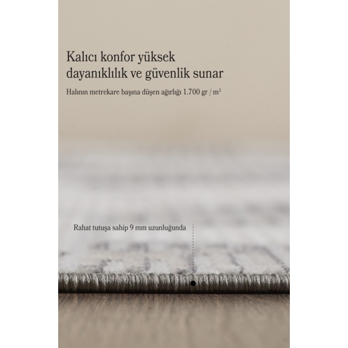 Modern Tasarımlı Pamuk Tabanlı Geometrik Desenli Saçaklı Siyah Renkli Halı