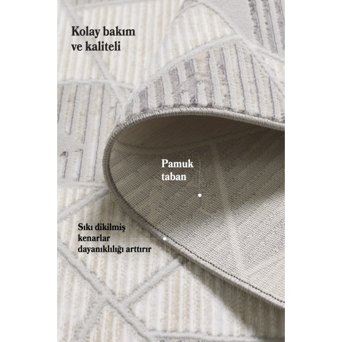 Modern Tasarımlı Pamuk Tabanlı Geometrik Desenli Saçaklı Siyah Renkli Halı