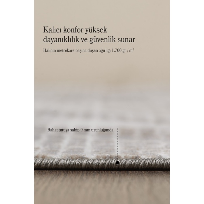 Modern Tasarımlı Pamuk Tabanlı Dalga Desenli Saçaklı Turuncu Renkli Halı