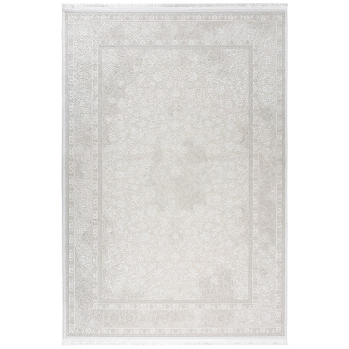 Klasik Medalyon Tasarımlı Pamuk Tabanlı Salon - Oturma Odası  Krem Renk Halı