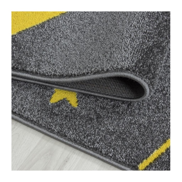 Sevimli Yıldız Desenli Soft Çocuk odası halısı Gri Sarı renkli