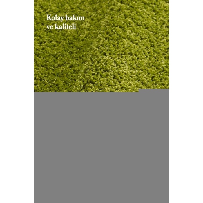 Yüksek Tüylü 30 mm Hav Yüksekliğinde Düz Yeşil Renkli Shaggy Halı