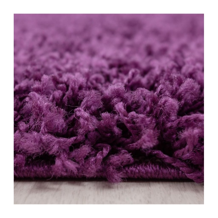 Yüksek Tüylü 30 mm Hav Yüksekliğinde Düz Mor Renkli Shaggy Halı