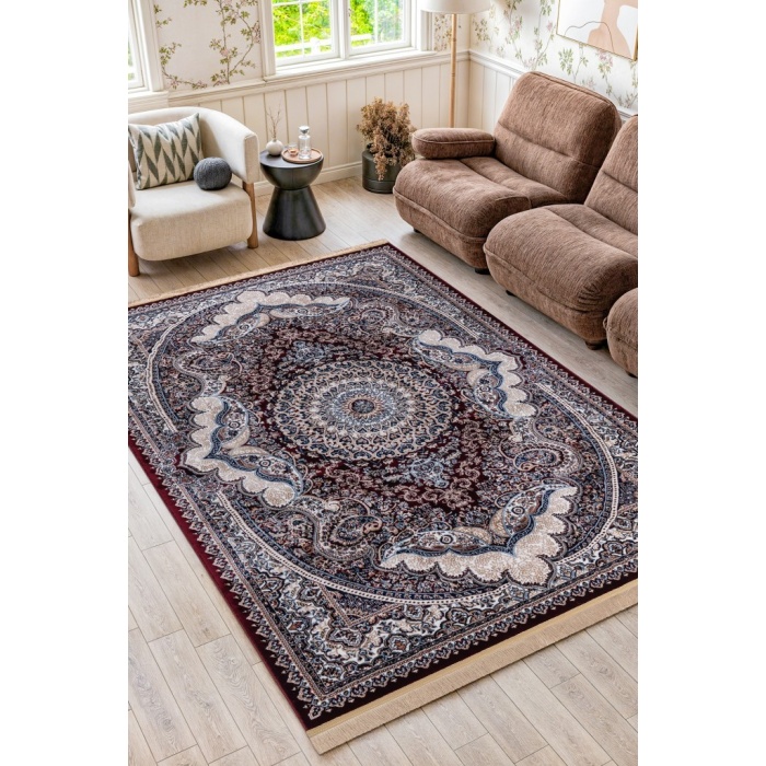 Doğu’nun Rüyası mistik ve zarif bir çağrışım Geleneksel İran Halısı Desenli Kırmızı Tonlarda Halı