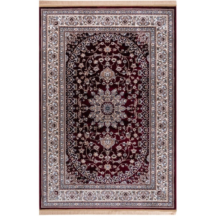 Geleneksel İran Desenli Burgonya Zeminli Kırmızı Tonlarda Halı