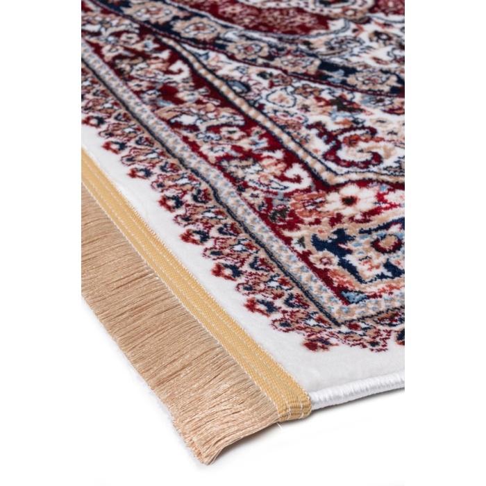 Burgonya ve Lacivertin Dansı İran Tarzı Krem Tonlarında Halı