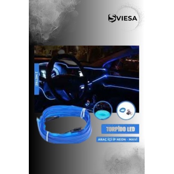 Araç Içi Torpido Ledi Şerit Led Ip Led Neon Mavi 2 Metre