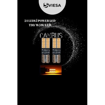 T10 Dipsiz W5w Canbus 24 Ledli Turuncu Park Plaka Ampulü (2 Adet)