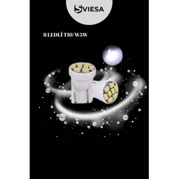 2 Adet T10 Dipsiz W5w 8 Ledli Beyaz Park Tavan Plaka Ampülü