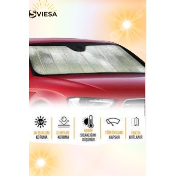 Araba Ön Cam Güneşliği Balonlu Metalize Parlak Alüminyum Katlanabilir Oto Güneşliği