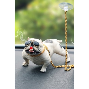 Araba İçi Torpido Üstü Simülasyon Beyaz Pitbull Köpek Dekorasyon