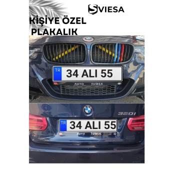 Kişiye Özel Yazılı 2 Adet Plakalık Araç Logo Kabartmalı Siyah Oto Plakalık