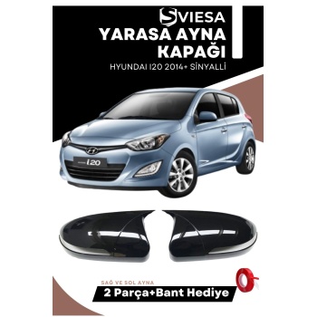 Hyundai I20 2014+ Sinyalli Uyumlu Batman Yarasa Ayna Kapağı Piano Black