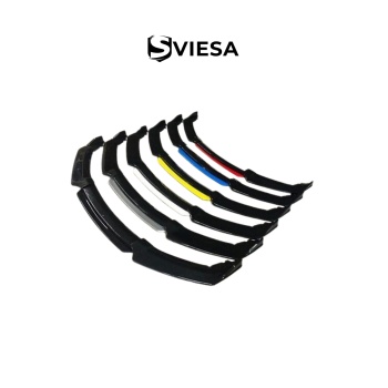 4 Parça Üniversal Ön Tampon Lip Eki – Piano Black Renkli Şeritli (Siyah-Kırmızı-Mavi-Sarı-Gri-Beyaz)