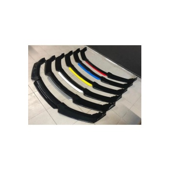 4 Parça Üniversal Ön Tampon Lip Eki – Piano Black Renkli Şeritli (Siyah-Kırmızı-Mavi-Sarı-Gri-Beyaz)