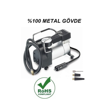 Metal Araç Oto Lastik Şişirme Pompası Hava Pompası Taşınabilir Profesyonel Çakmak Girişli Motor Top