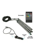 Araç Içi Ayak Altı Led Müziğe Ve Sese Duyarlı Rgb Renkli Kumandalı Led 12 Led