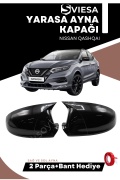 Nissan Qashqai 2008-2013 Uyumlu Batman Yarasa Ayna Kapağı Piano Black
