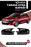 Renault Megane 2-Clio 3 Uyumlu Batman Yarasa Ayna Kapağı Piano Black