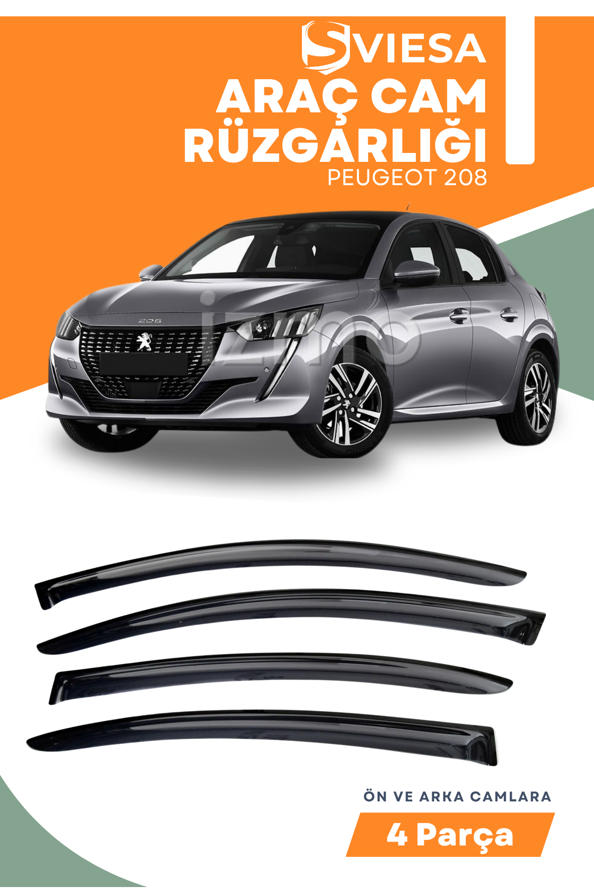 PEUGEOT 208  uyumlu oto camlara özel ölçü cam rüzgarlığı rüzgarlık