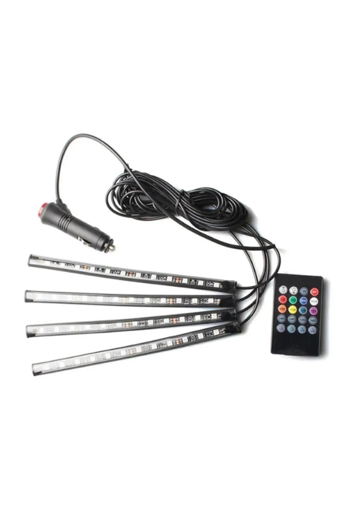 Araç Içi Ayak Altı Led Müziğe Ve Sese Duyarlı Rgb Renkli Kumandalı Led 12 Led