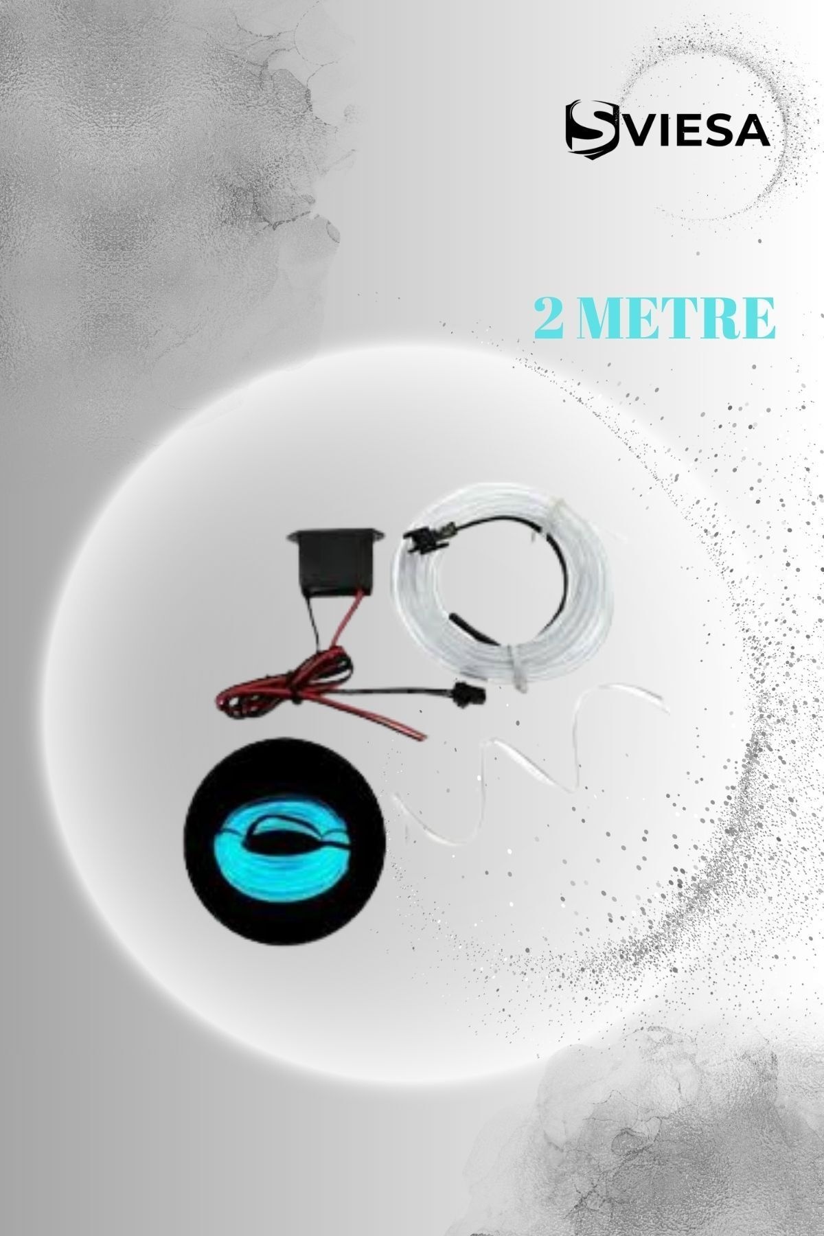 Araç Içi Torpido Ledi Şerit Led Ip Led Neon Buz Mavi (Ice Blue) 2 Metre