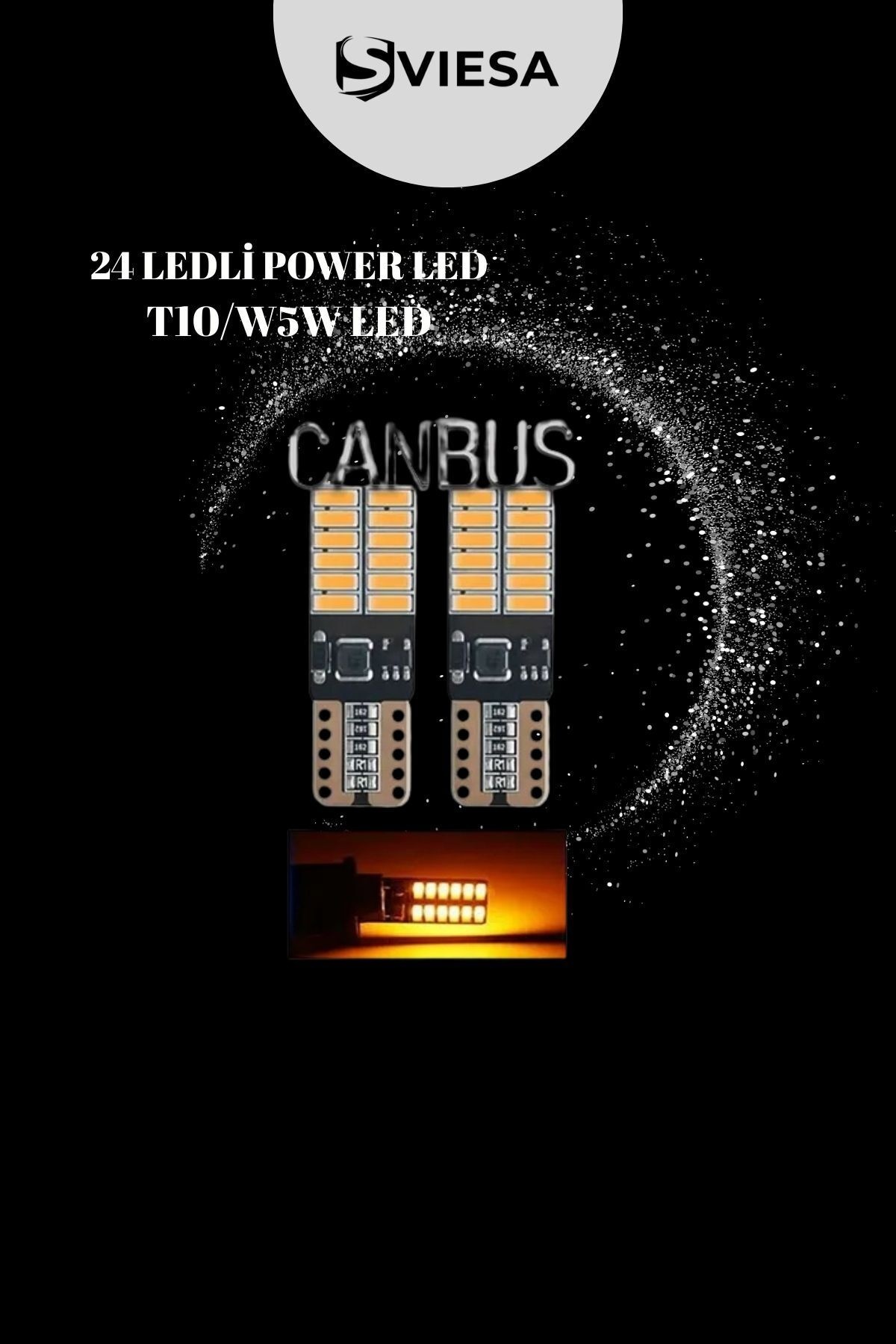 T10 Dipsiz W5w Canbus 24 Ledli Turuncu Park Plaka Ampulü (2 Adet)