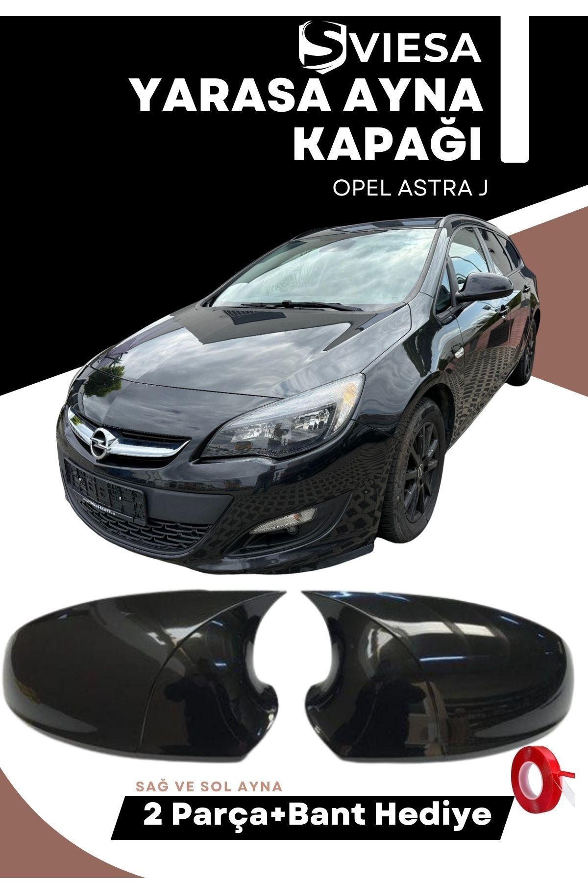 Opel Astra J Uyumlu Batman Yarasa Ayna Kapağı Piano Black