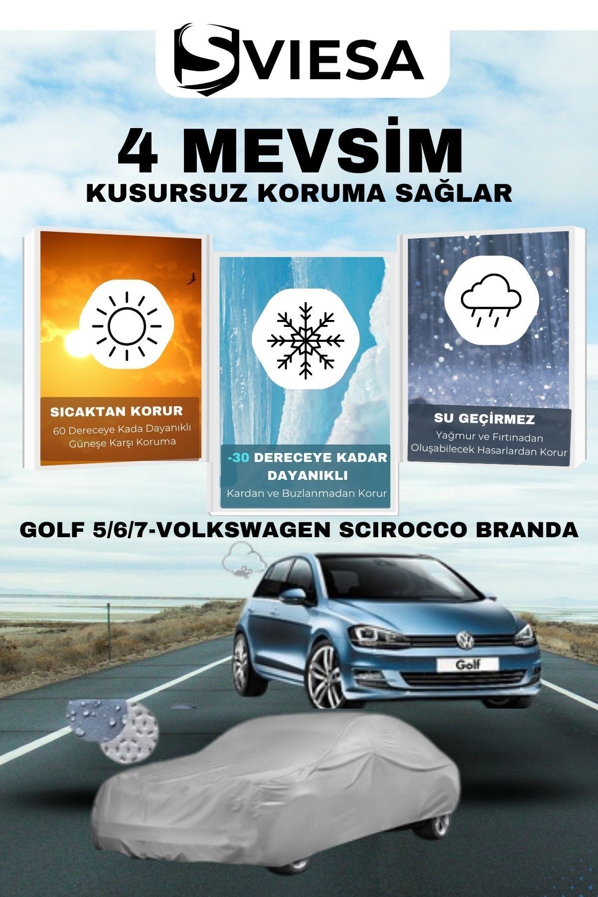 Golf 5/6/7 - Volkswagen Scirocco Uyumlu Branda Lüx Kalite Oto Brandası,araba Çadırı