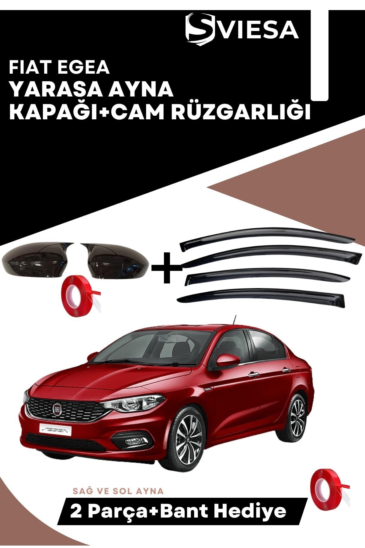 Fiat Egea Uyumlu Batman Yarasa Ayna Kapağı + Cam Rüzgarlığı