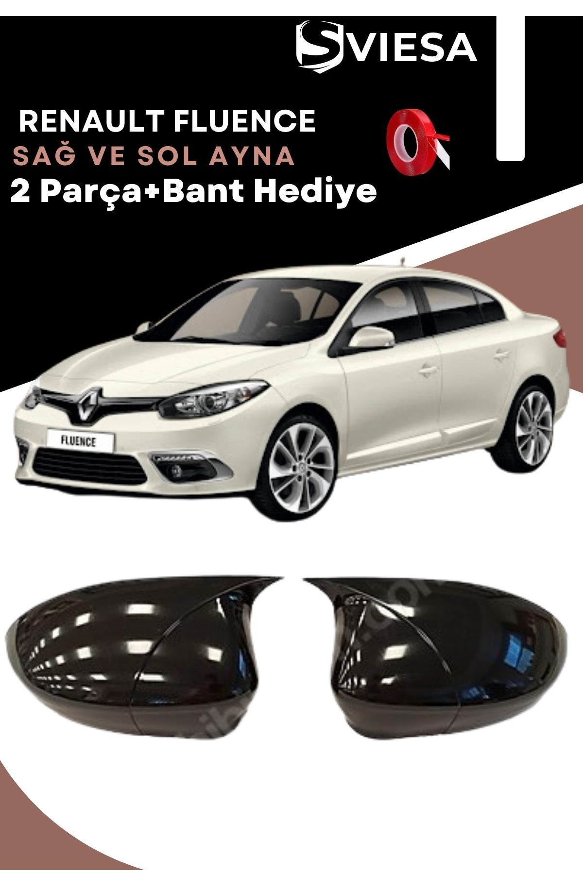 Renault Fluence Uyumlu Batman Yarasa Ayna Kapağı + Cam Rüzgarlığı