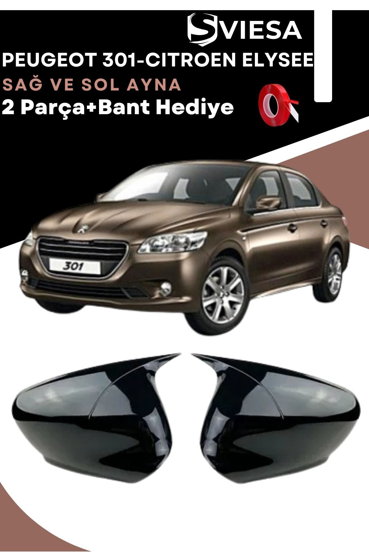 Peugeot 301-Citroen Elysee Uyumlu Batman Yarasa Ayna Kapağı + Cam Rüzgarlığı