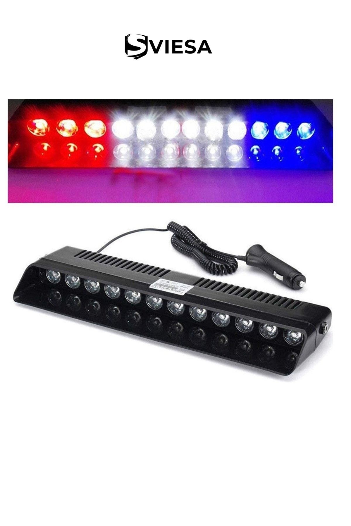 S12 Kırmızı Mavi Beyaz Yanan Cam İçi Led 12 Ledli Vantuzlu Çakmaklık Girişli 12 Volt