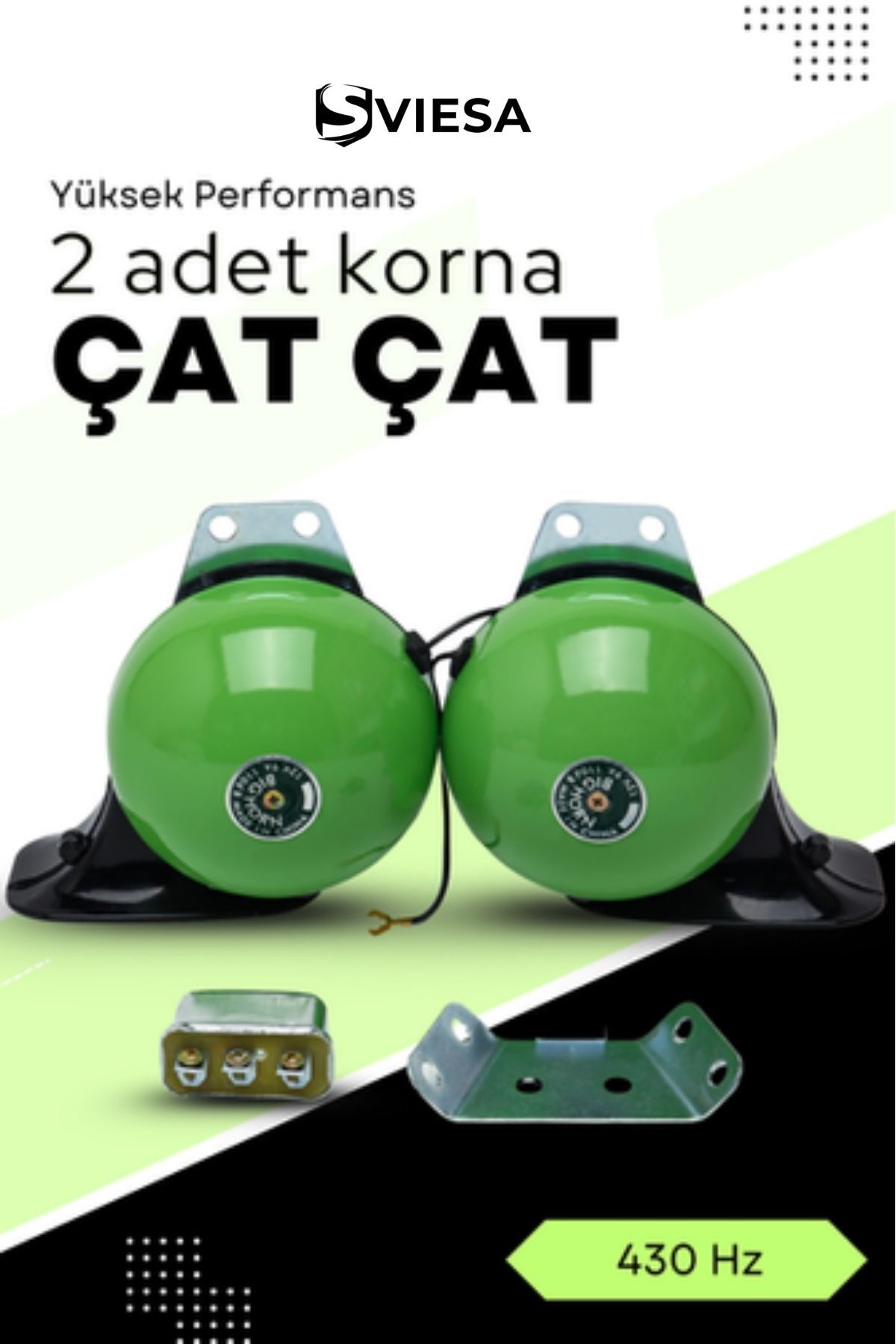 Çat Çat Korna 2 li Set Yeşil 12 Volt Salyangoz Mitsuba Tip Amerikan