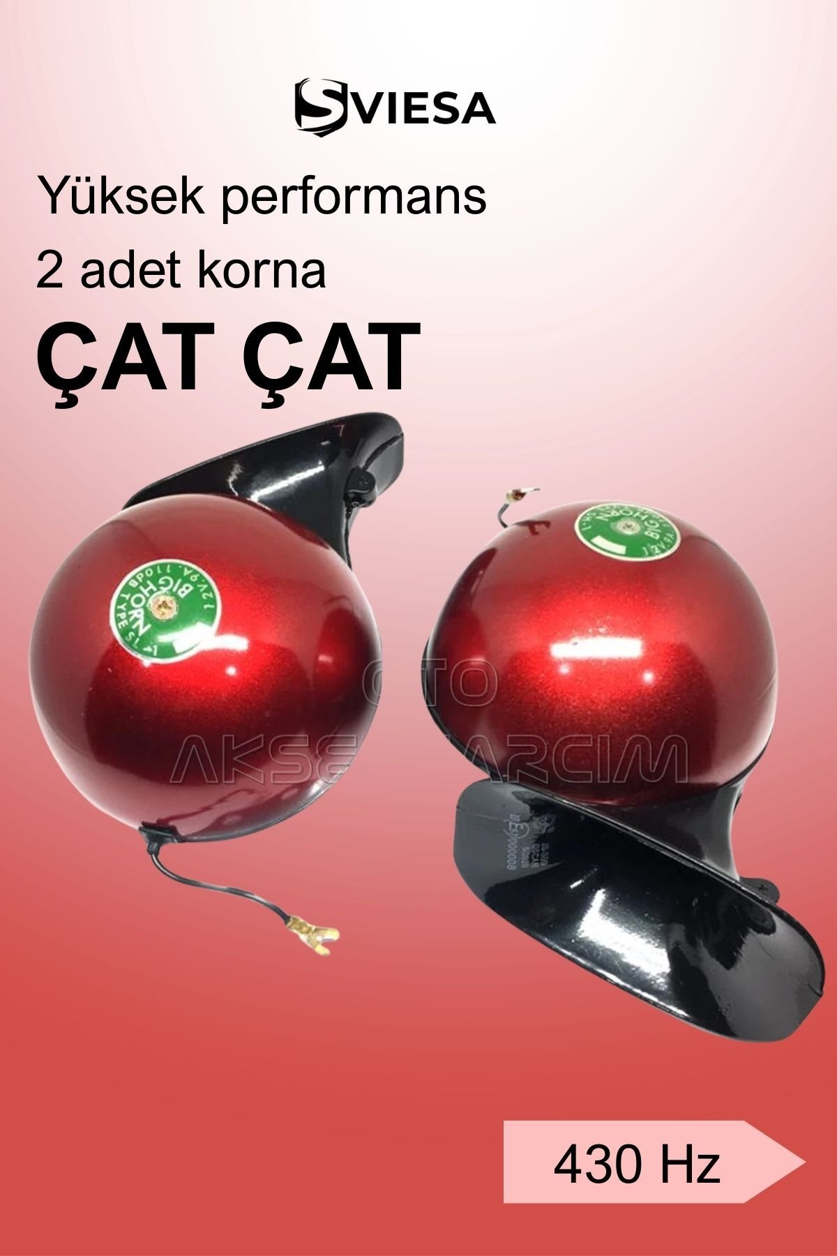 Çat Çat Korna 2 li Set Kırmızı 12 Volt Salyangoz Mitsuba Tip Amerikan