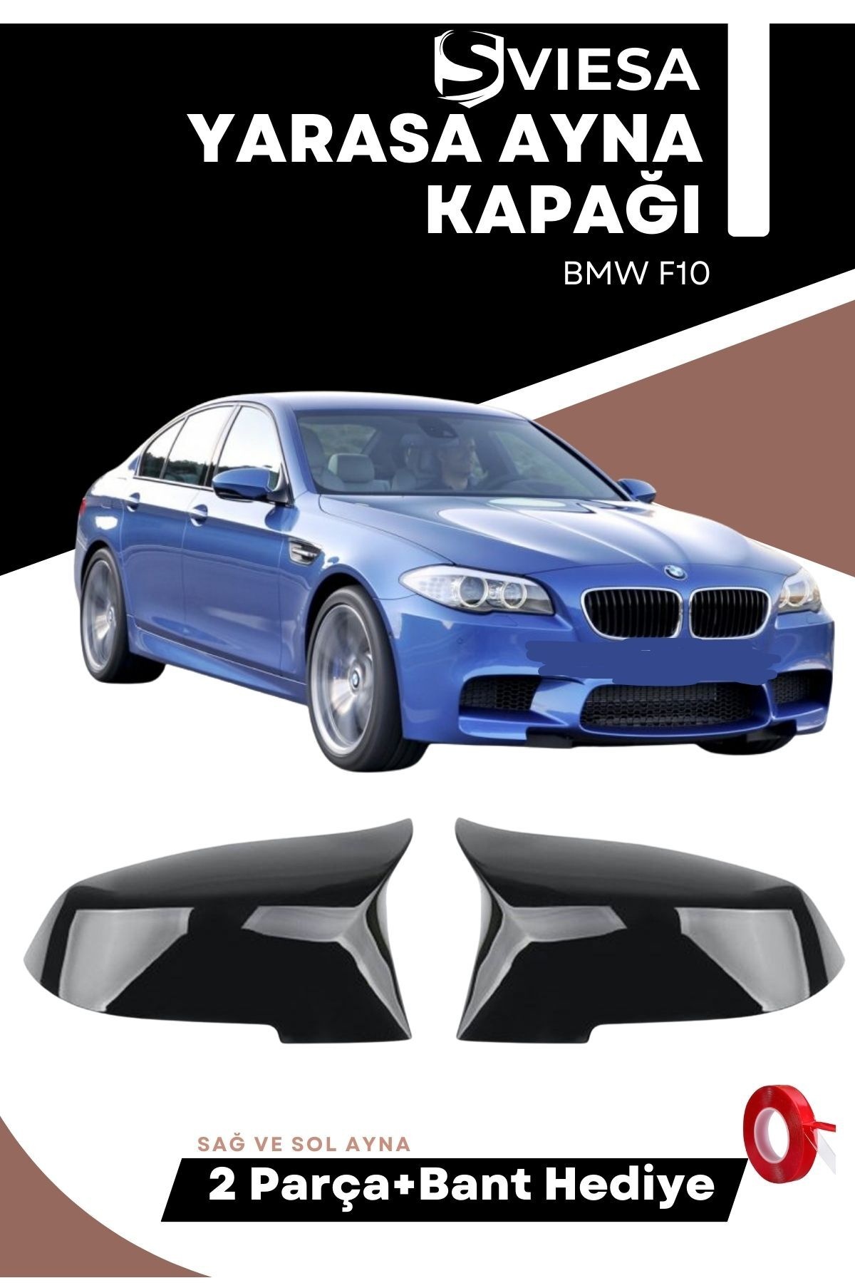 Bmw F10 2010-2013 Uyumlu Batman Yarasa Ayna Kapağı Piano Black