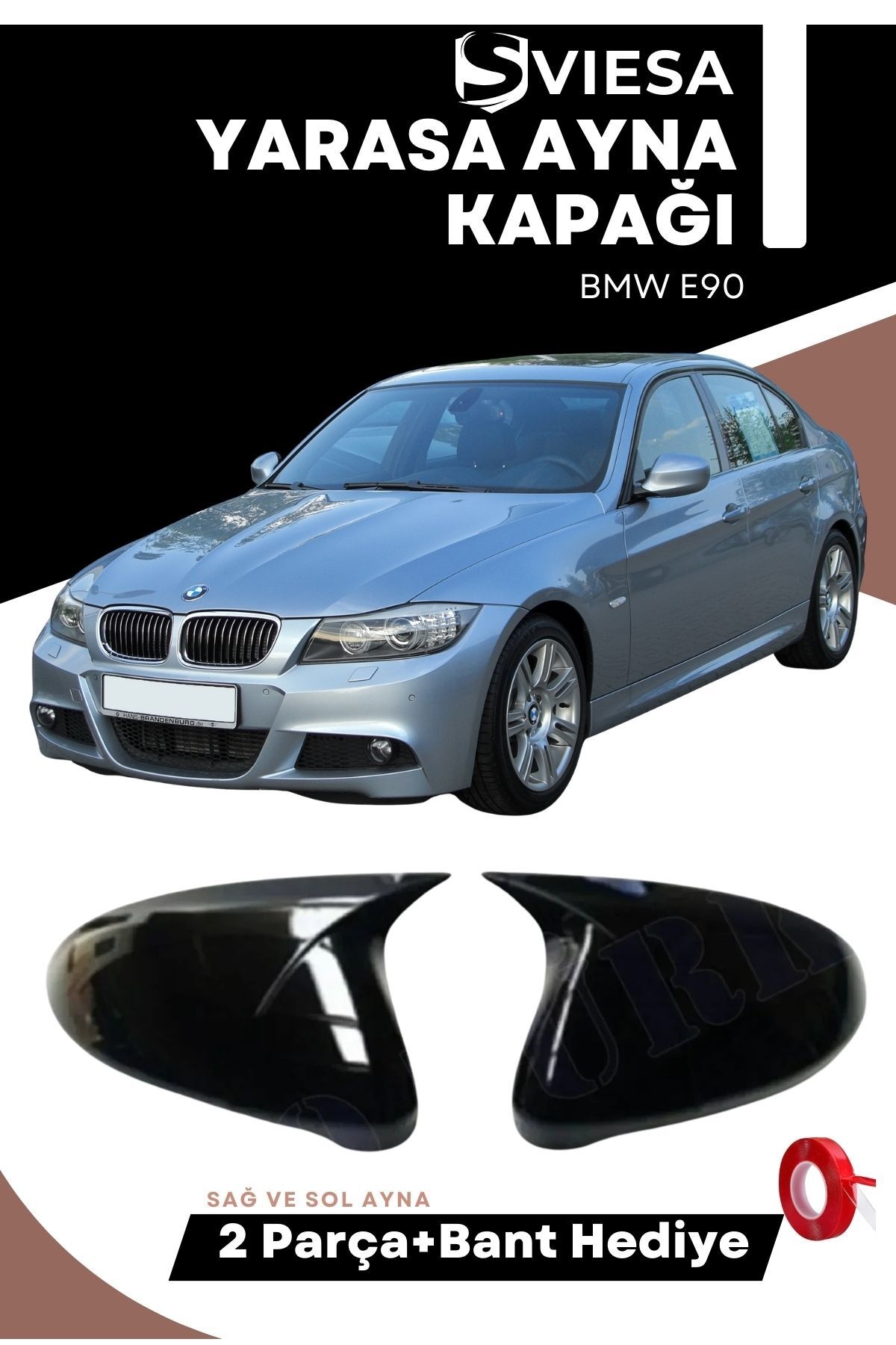 Bmw E90 2008-2011 Uyumlu Batman Yarasa Ayna Kapağı Piano Black