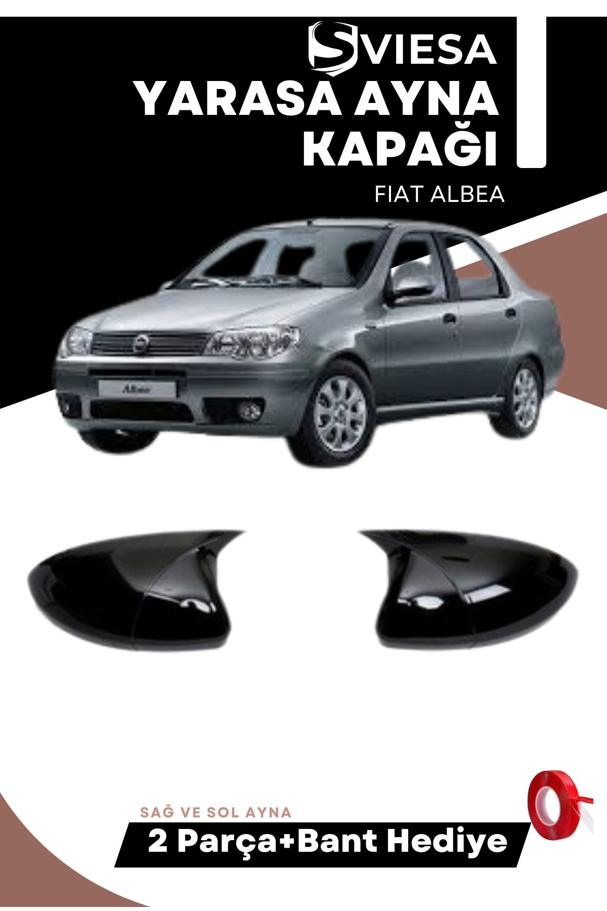 Fiat Albea Uyumlu Batman Yarasa Ayna Kapağı Piano Black