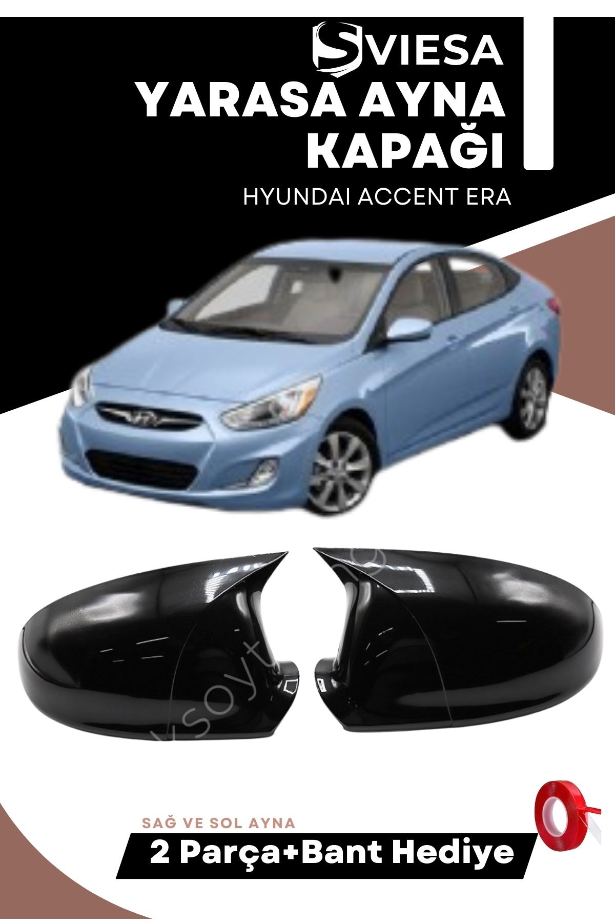 Hyundai Accent Era 2006+ Uyumlu Batman Yarasa Ayna Kapağı Piano Black