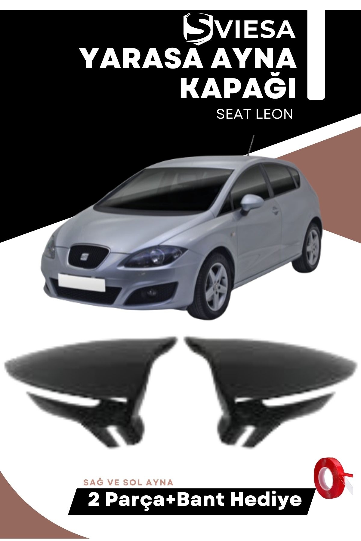 Seat Leon Mk3 2012-2020 Uyumlu Batman Yarasa Ayna Kapağı Piano Black
