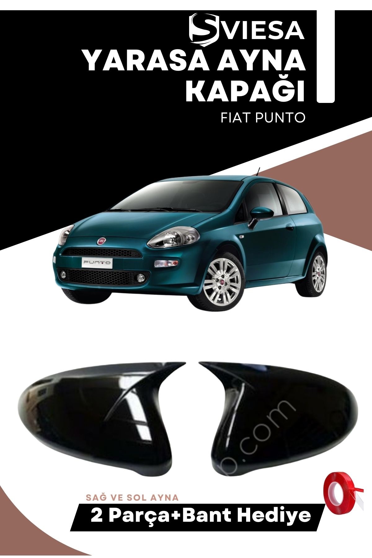 Fiat Punto Evo 2009-2012 Uyumlu Batman Yarasa Ayna Kapağı Piano Black