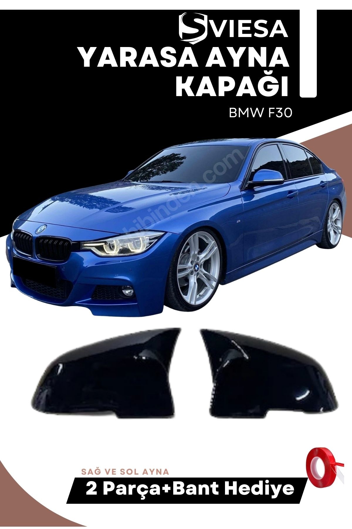Bmw F30 2012-2018 Uyumlu Batman Yarasa Ayna Kapağı Piano Black