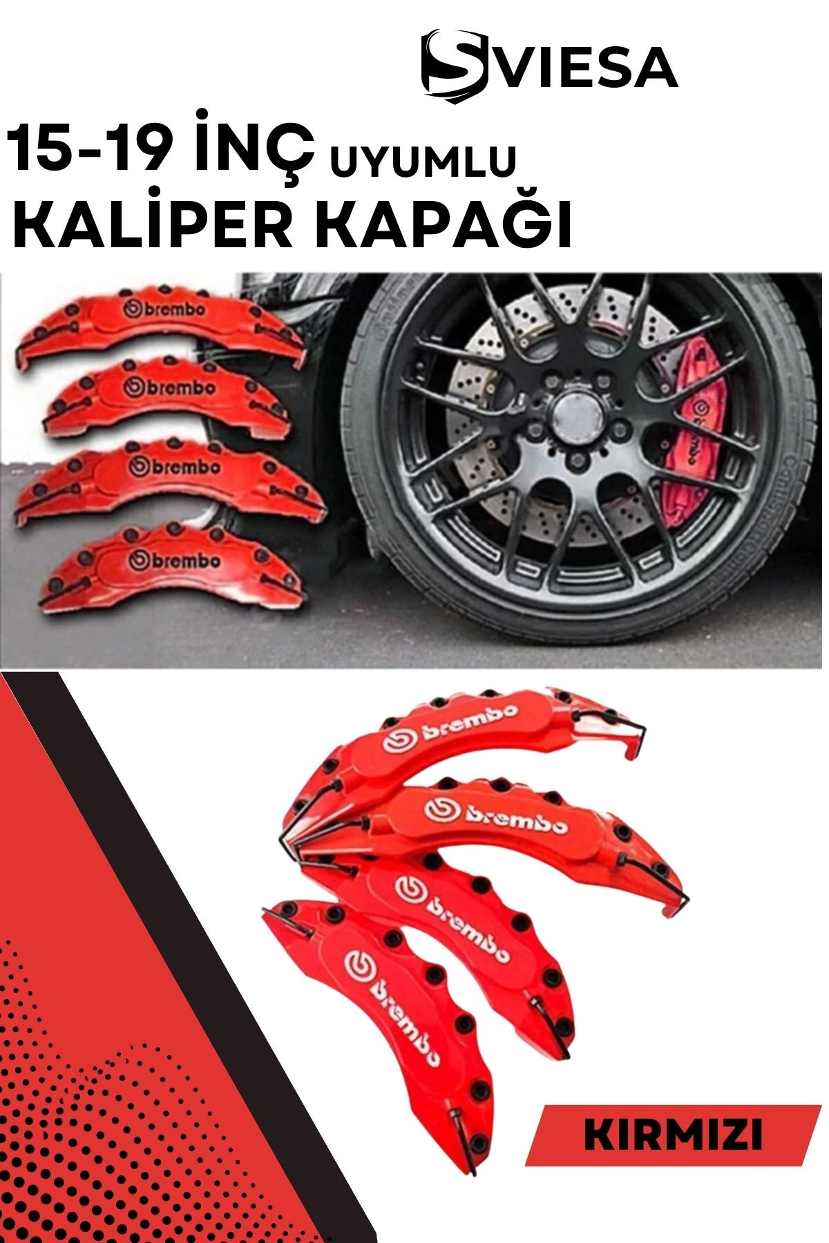 Kırmızı Kaliper Kapağı Seti (4lü) – Yağ Hortumlu Sportif Görünümlü Kapak Takımı