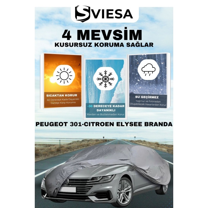 Peugeot 301 - Citroen Elysee uyumlu Branda Lüx Kalite Oto Brandası,araba Çadırı