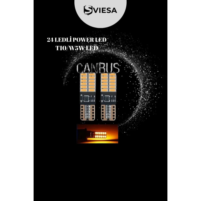 T10 Dipsiz W5w Canbus 24 Ledli Turuncu Park Plaka Ampulü (2 Adet)