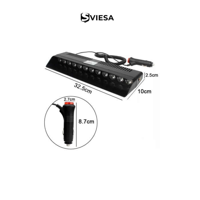 S12 Kırmızı Mavi Beyaz Yanan Cam İçi Led 12 Ledli Vantuzlu Çakmaklık Girişli 12 Volt