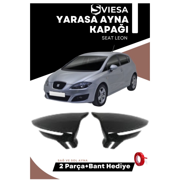 Seat Leon Mk3 2012-2020 Uyumlu Batman Yarasa Ayna Kapağı Piano Black