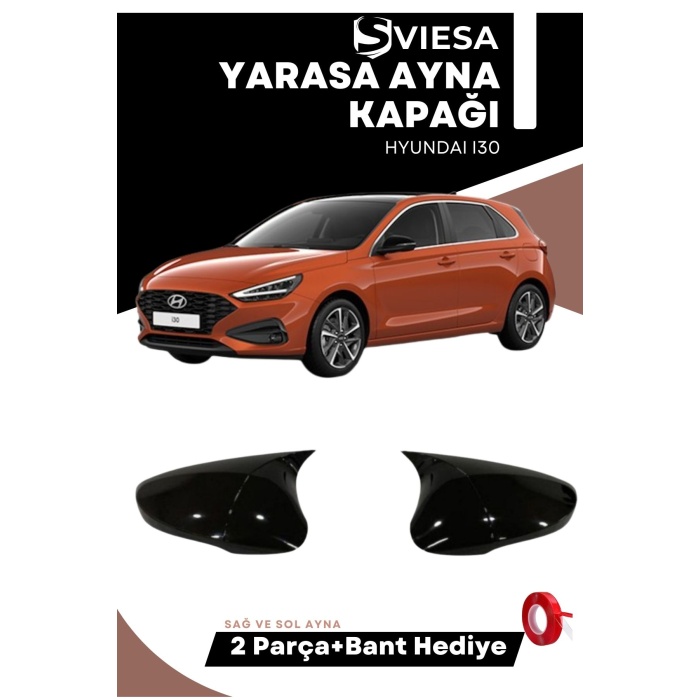 Hyundai I30 2012-2017 Uyumlu Batman Yarasa Ayna Kapağı Piano Black